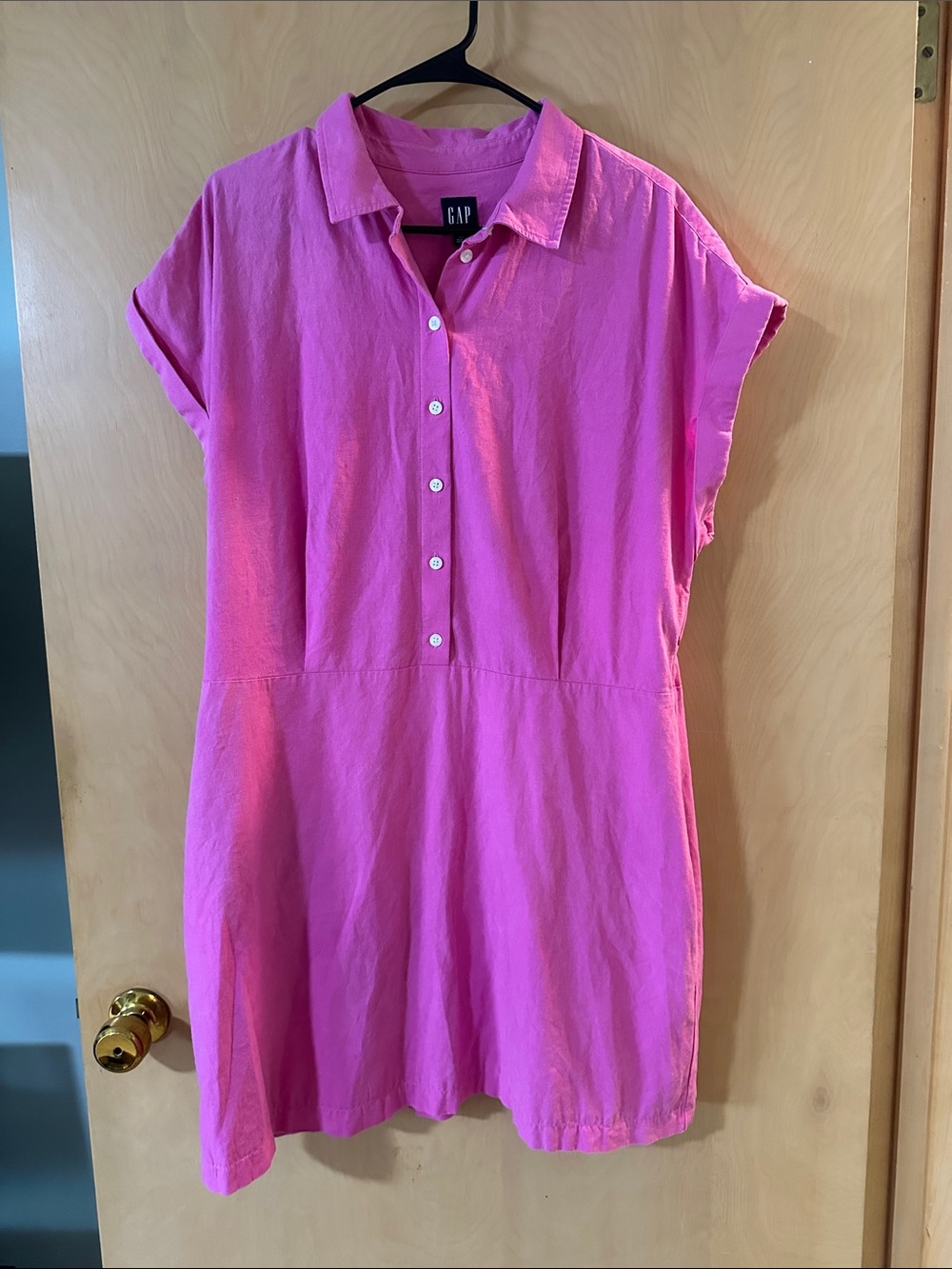 GAP Pink Button-Front Short Sleeve Dress